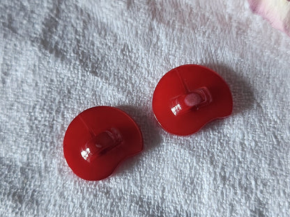 Duo boutons anciens en nacre rouge originaux vintage 1,7 cm D14B