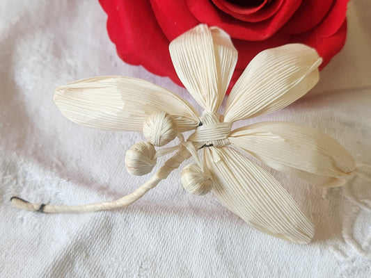 Ancien ornement chapeau creation modiste fleur rafia   T0-01