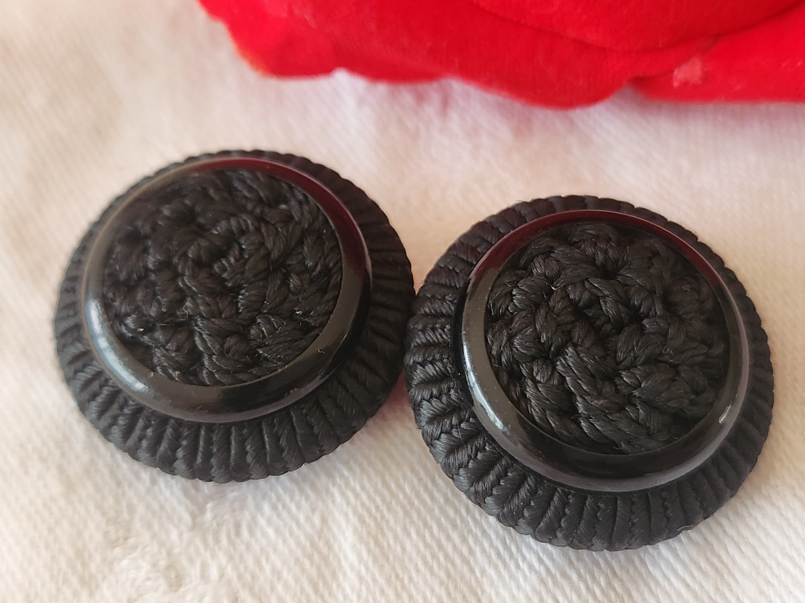 Duo boutons anciens passementerie vintage gros 2,6 cm G12O