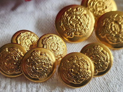 Lot 9 boutons vintage en métal doré neuf 1,5 et 2 cm blason pied ref 1529