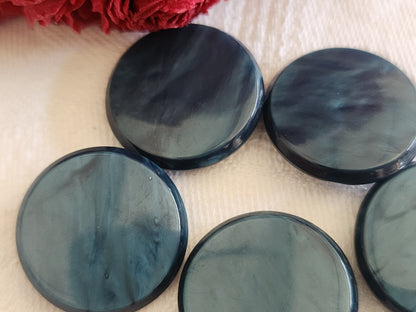 Lot 5 boutons vintage bleu maarbré pied 2 cm ref 768