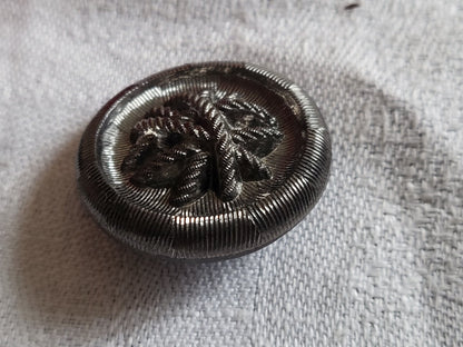 Gros bouton ancien en verre argenté à pied 2,6 cm ou 26 mm D12G