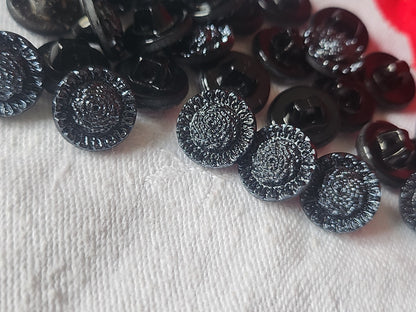 Lot 6 boutons vintage en verre petits argenté 1,1 cm pied ref 3824