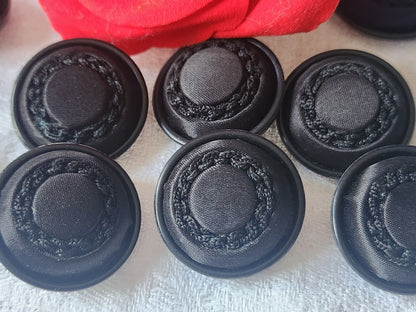 lot 6 boutons anciens vintage passementerie noir gros  2,7 cm  ref 6107