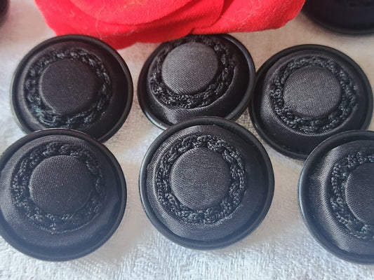 lot 6 boutons anciens vintage passementerie noir gros  2,7 cm  ref 6107