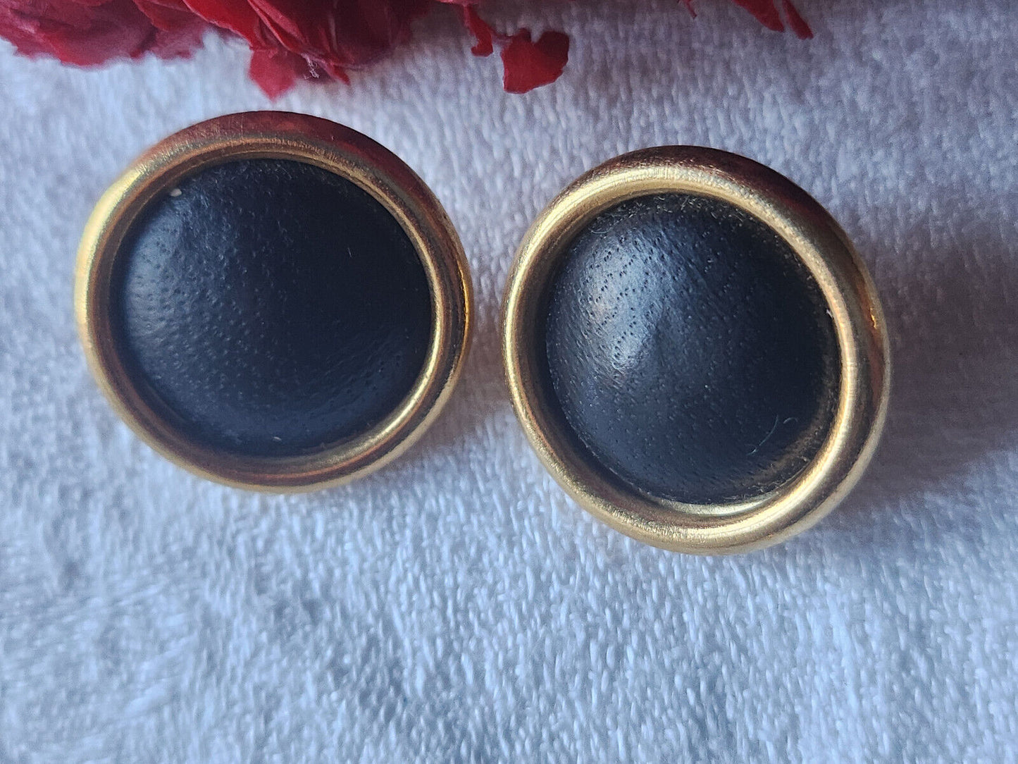 Collection duo boutons vintage en métal coeur en cuir noir 2,2 cm G15G