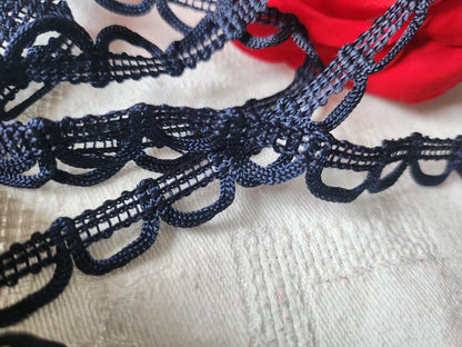 Galon /dentelle vintage bleu foncé 3 métres sur 1,2 cm A2