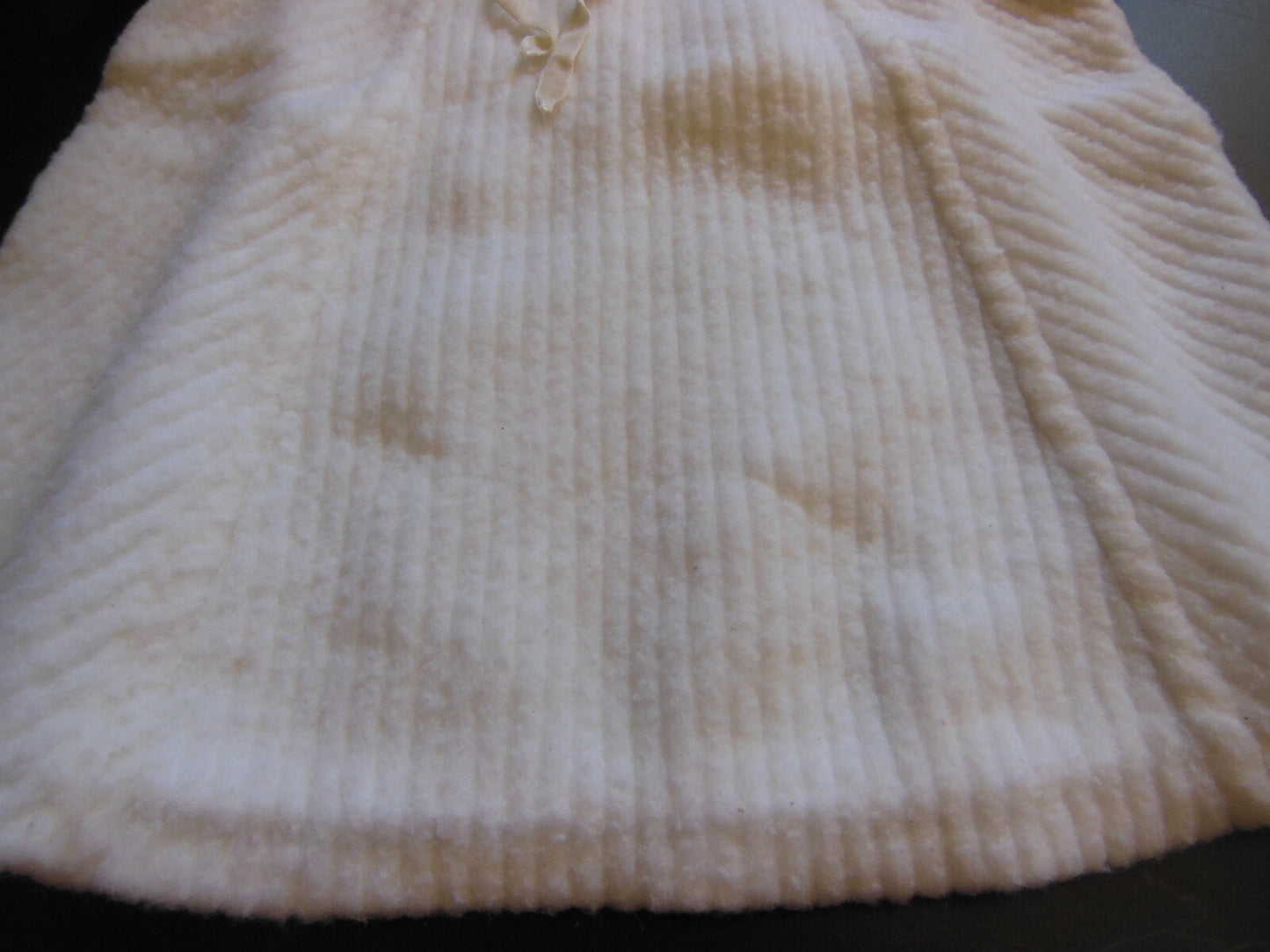 Petite robe ancienne enfant poupée blanc épaisse pur vintage B4