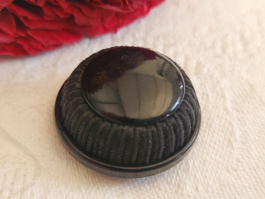 Gros bouton  noir passementerie vintage pied 2,6 cm G16Q
