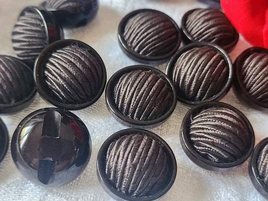 lot 6 boutons anciens vintage passementerie marron pied boule 1,8 cm ref 6106