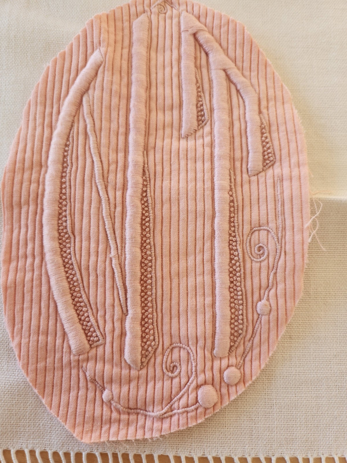 Gros monogramme ancien NT original côtelé travaux couture médaillon T3