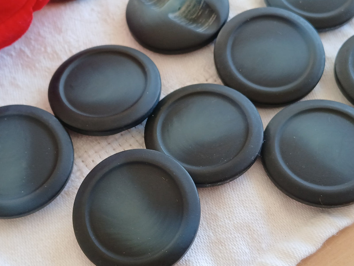 Lot 6 énormes boutons vintage bleu mat  XXL à pied 3,3 cm 33 mm ref 6476