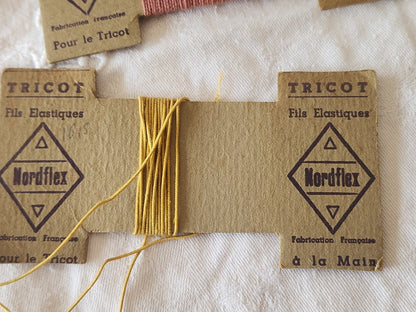 Collection mercerie ancienne lot  2 carte fil nordflex tricot jaune/rose  T2-1