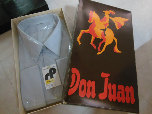 Pur vintage ancienne chemise homme Don Juan neuve gris Tergal T 46/48 B1