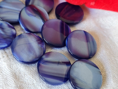 Lot 10 boutons vintage camaieu bleu trous 1,7 cm ref 697