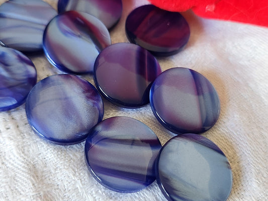 Lot 10 boutons vintage camaieu bleu trous 1,7 cm ref 697