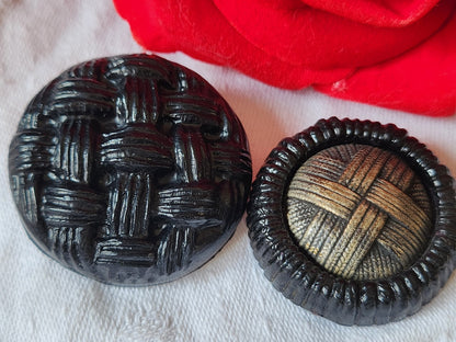 Duo énormes boutons vintage noir pied 3,4 et 3,8  cm ref 1150