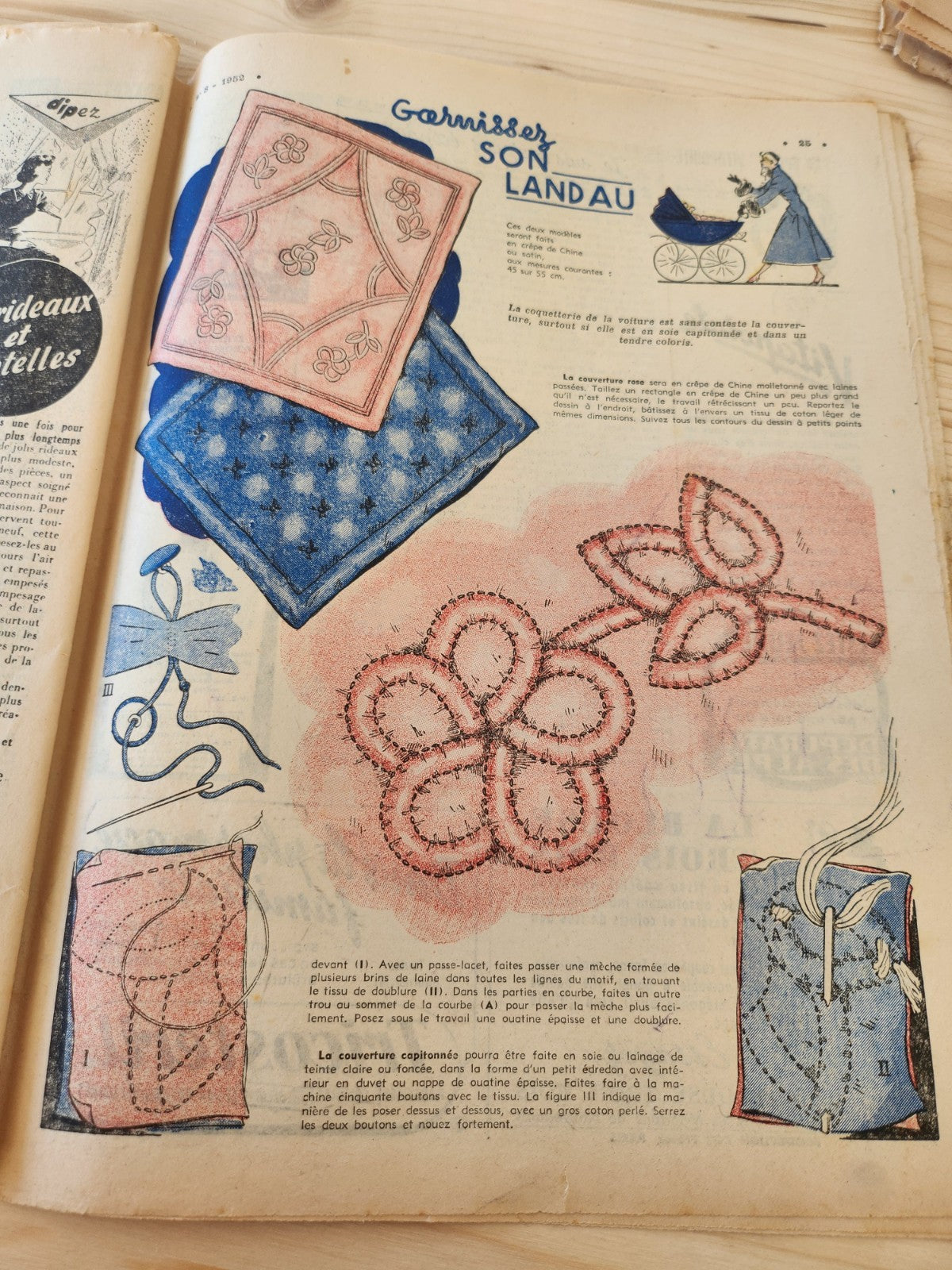 Le petit echo de la mode 1952 n°8 motif au crochet sur lainage  couvre théière