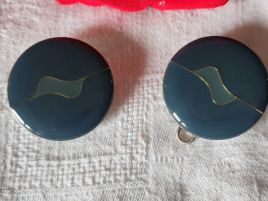 Boucle de ceinture ancienne vintage bleu gris  en deux parties