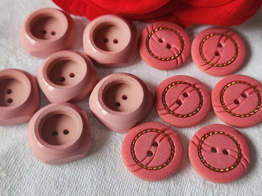 Lot 12 boutons vintage 2 séries tons rose  1,,8 cm ref 1111
