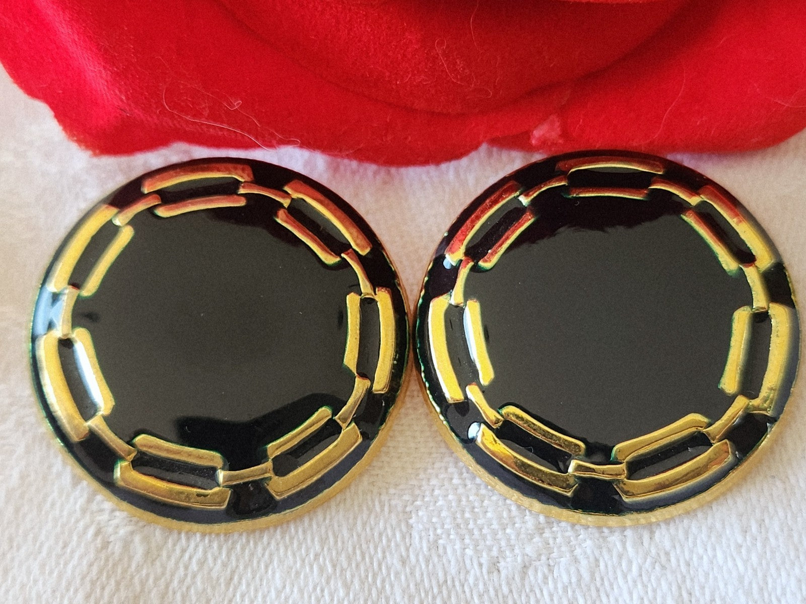 Duo gros boutons vintage en métal bleu quasi noir  trés leger 2,9 cm ref 3856