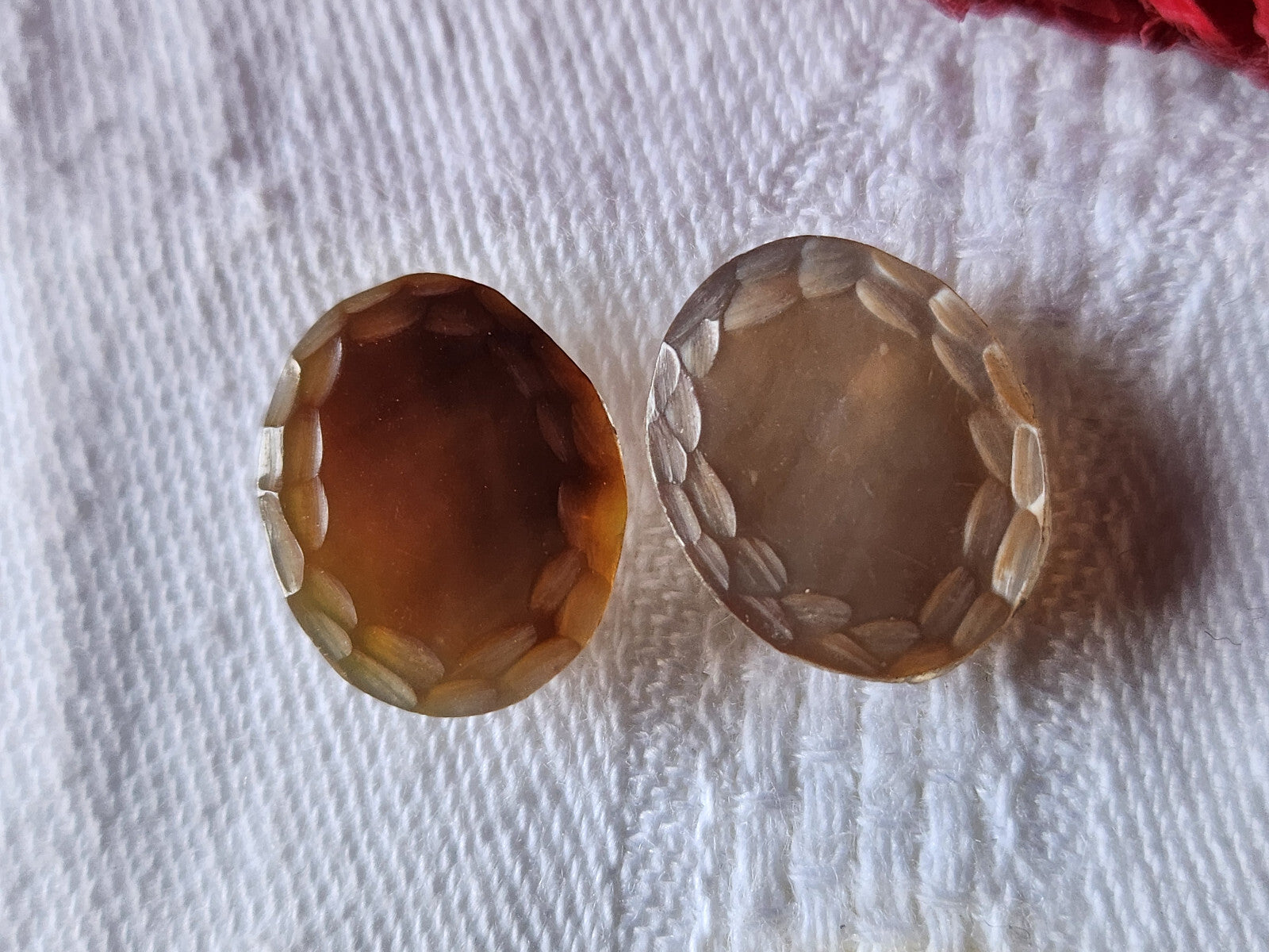 Collection duo boutons vintage en nacre 1,2 sur 1,5 à pied G8B