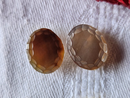 Collection duo boutons vintage en nacre 1,2 sur 1,5 à pied G8B