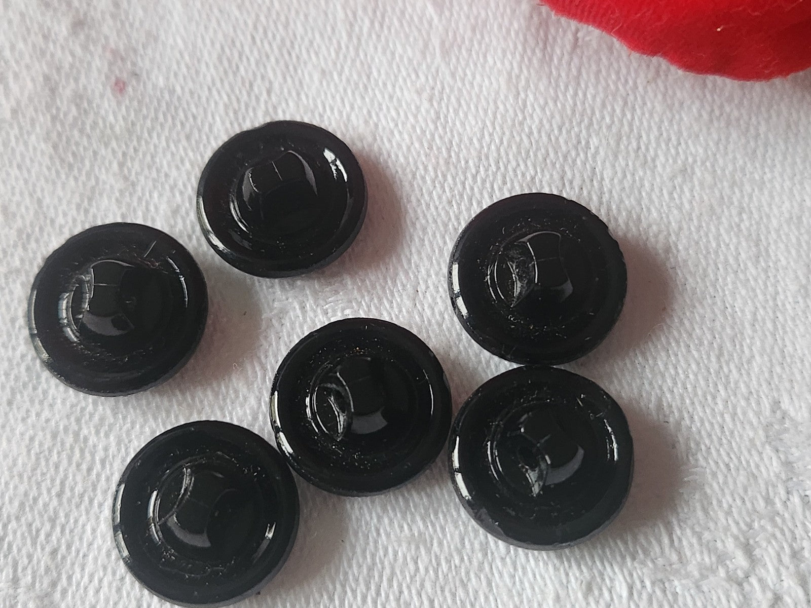 Lot 6 boutons anciens en verre argenté vintage 1,3 cm ref 2138