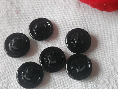 Lot 6 boutons anciens en verre argenté vintage 1,3 cm ref 2138