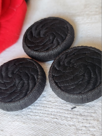 Trio boutons vintage en passementerie noir 2,9 cm ref 4900