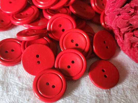 Lot 20 boutons vintage rouge à trous lumineux 1,8 cm ref 4748