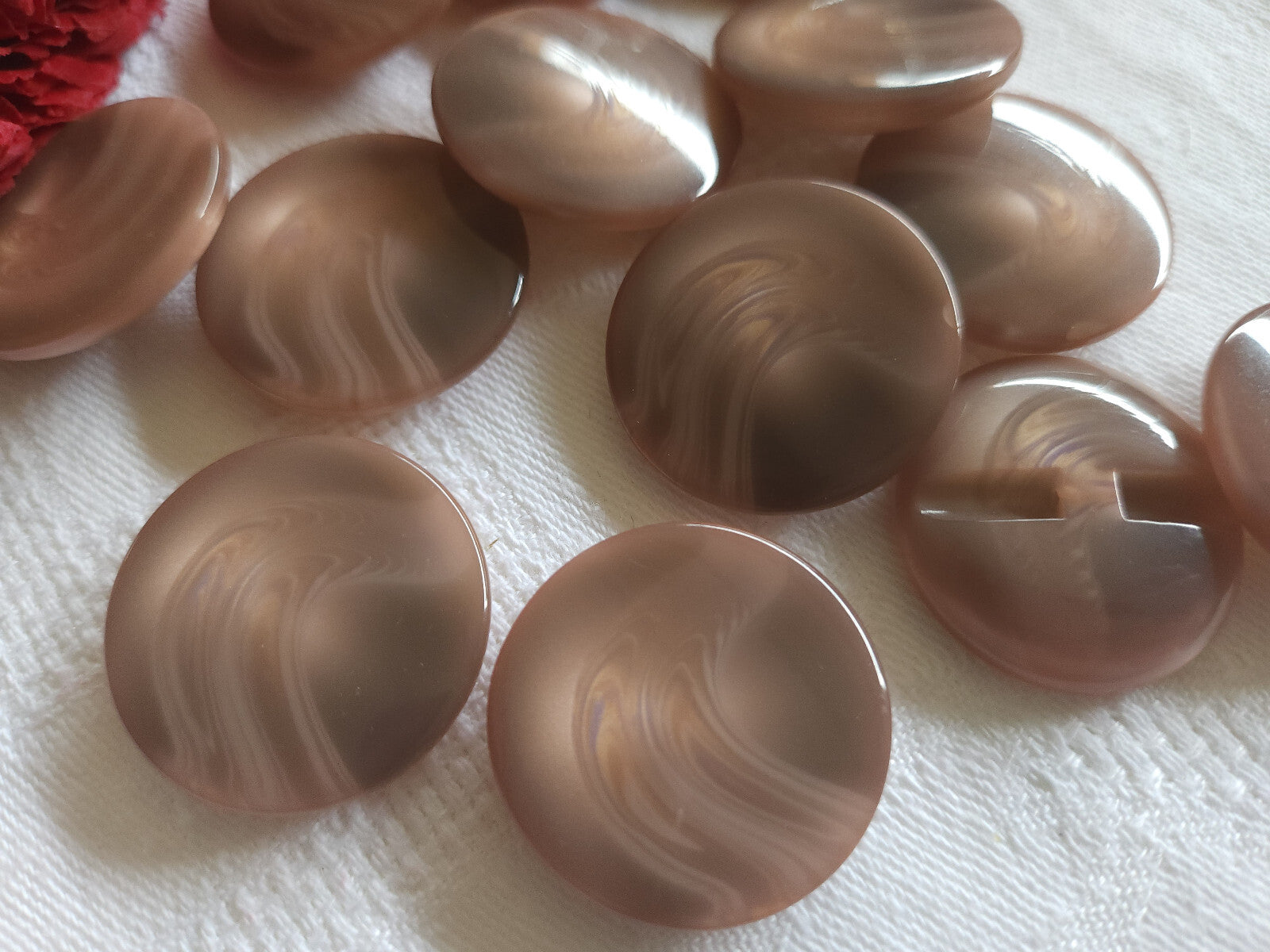 Lot 6 gros boutons vintage rose scintillant superbe  pied 2,7 cm ref 0022