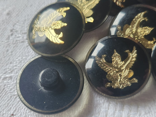 Lot 6 boutons vintage noir à pied inclusion doré bouddha pied  2,2 cm ref 4530