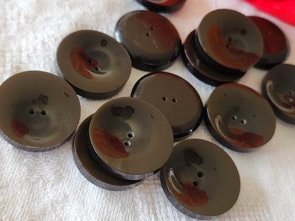 Lot 12 boutons vintage vert foncé lumineux travaillé 2,2 cm ref 5961