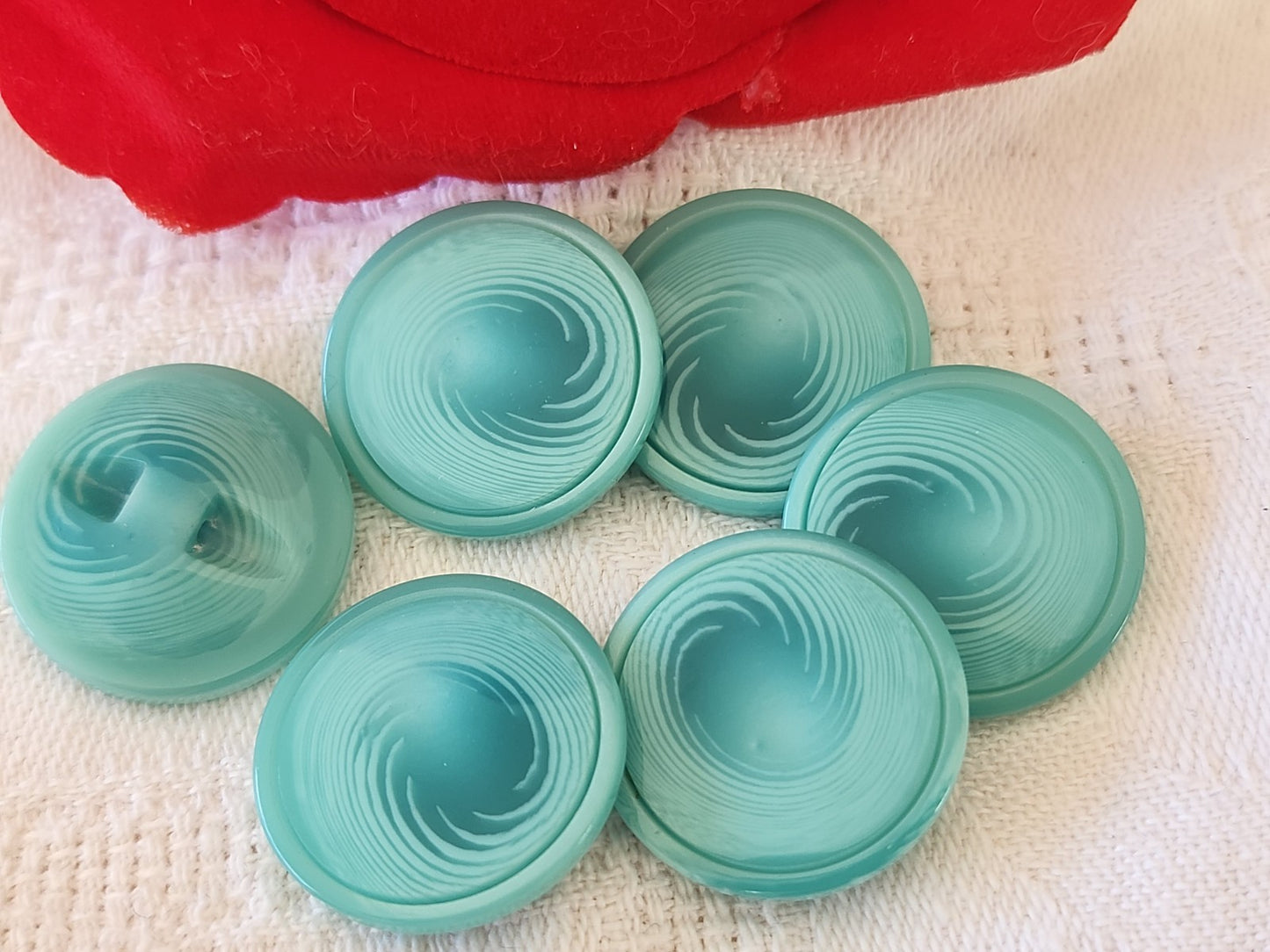 Lot 6  boutons vintage camaïeu bleu turquoise pied 2 cm ref 6078