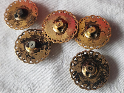Lot 5 superbes boutons vintage coeur beige reflet modoré 2,3 cm ref 5123