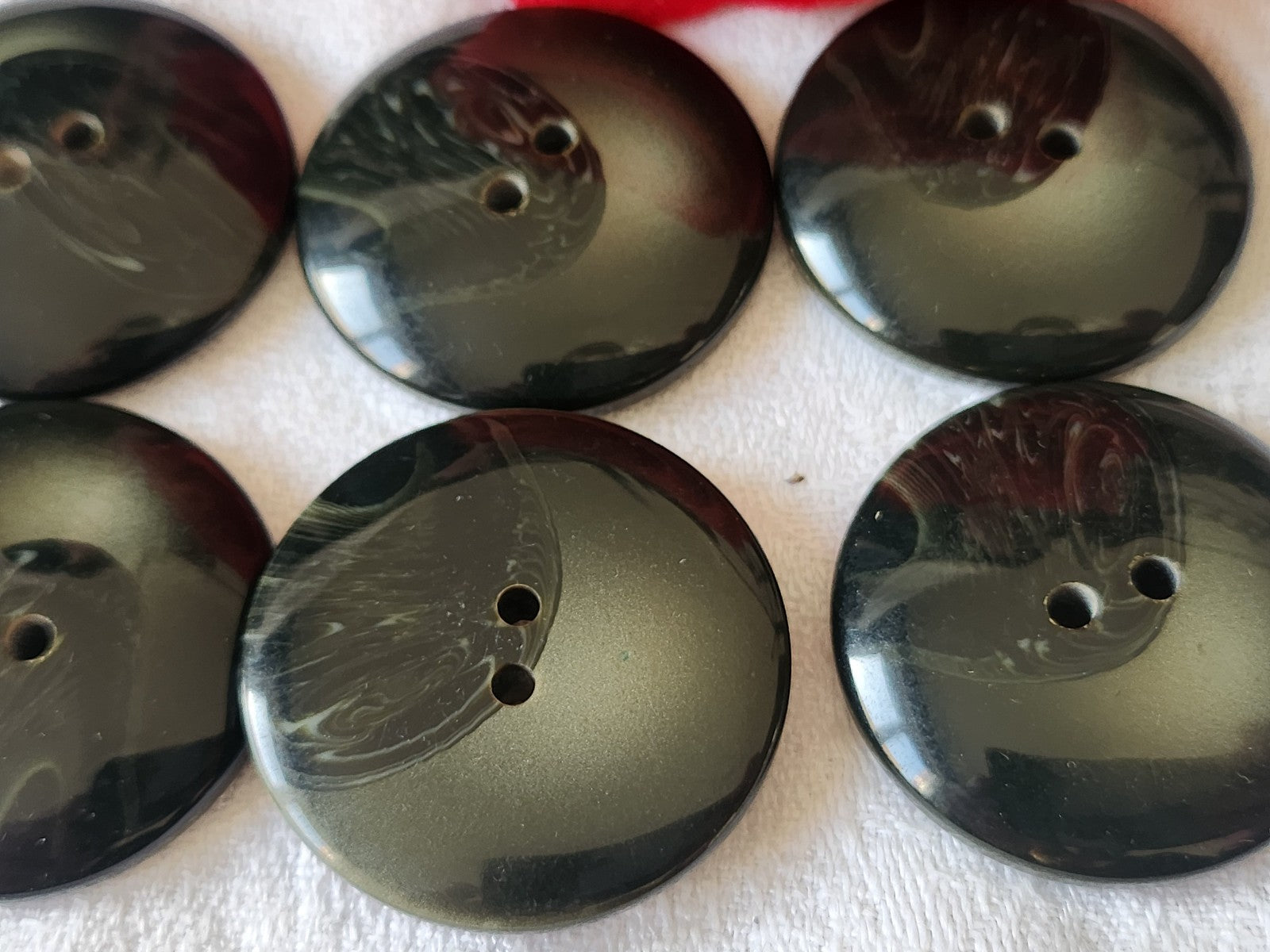 Lot 6 enormes  boutons vintage vert camaieu veste 3,4 cm ref 0054