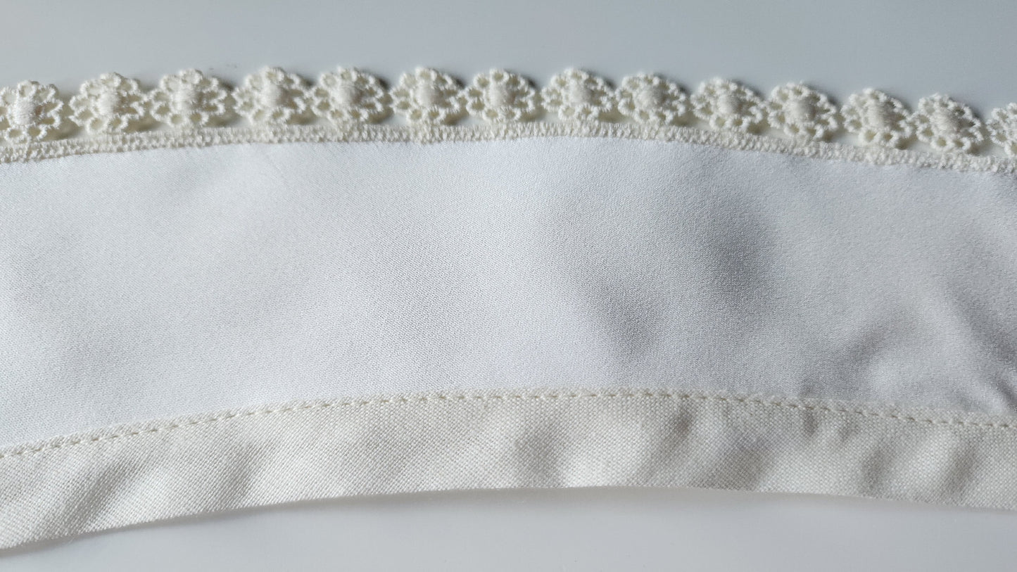 Ancien  col tissu blanc tramée  dentelle  vintage  B1-42