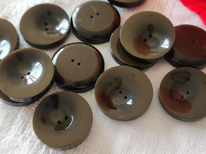 Lot 12 boutons vintage vert foncé lumineux travaillé 2,2 cm ref 5961