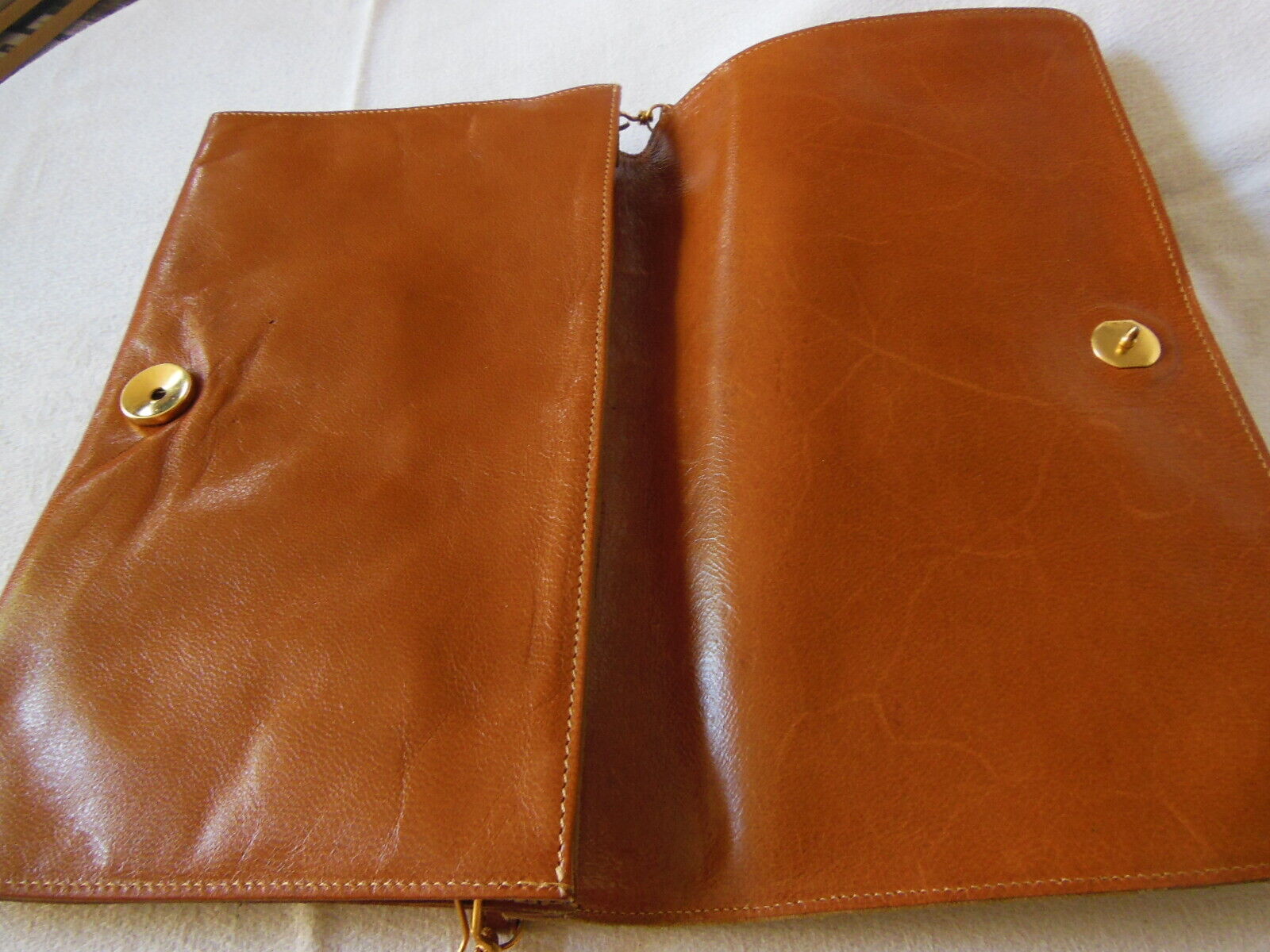 Ancienne grande pochette vintage daim marron clair, cuir Sac à main