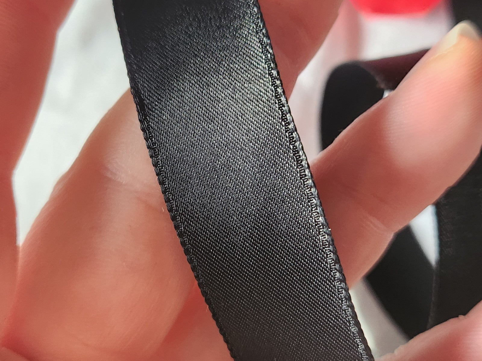 Ruban ancien nylon large noir raide 3 mètres 1,9 cm modiste chapeau B5 n°14