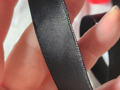 Ruban ancien nylon large noir raide 3 mètres 1,9 cm modiste chapeau B5 n°14