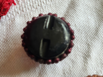 Bouton vintage  métal torsade perle main bijoux parurier 2,6 cm G19I