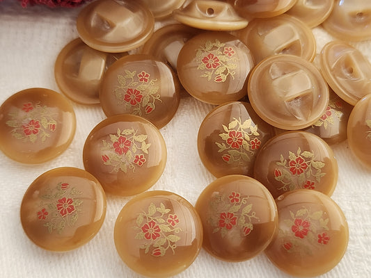 Lot 12 mignons boutons marron  bouquet de fleur pied 1,4cm ref 294