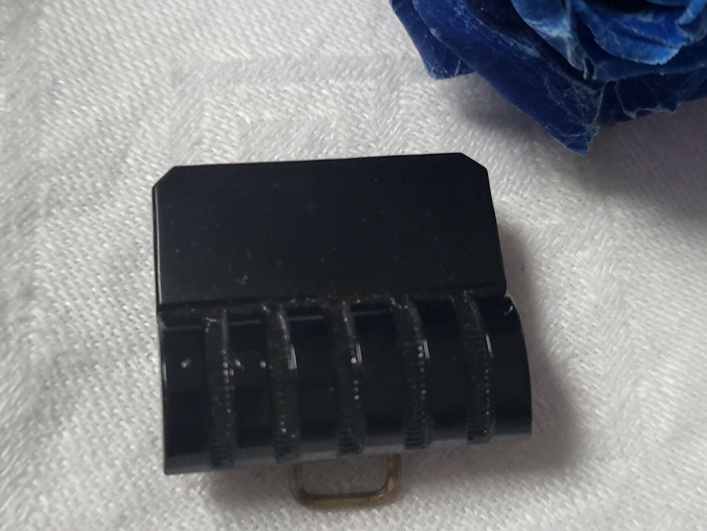 Ancienne partie de boucle ceinture en verre noir pour création G19B