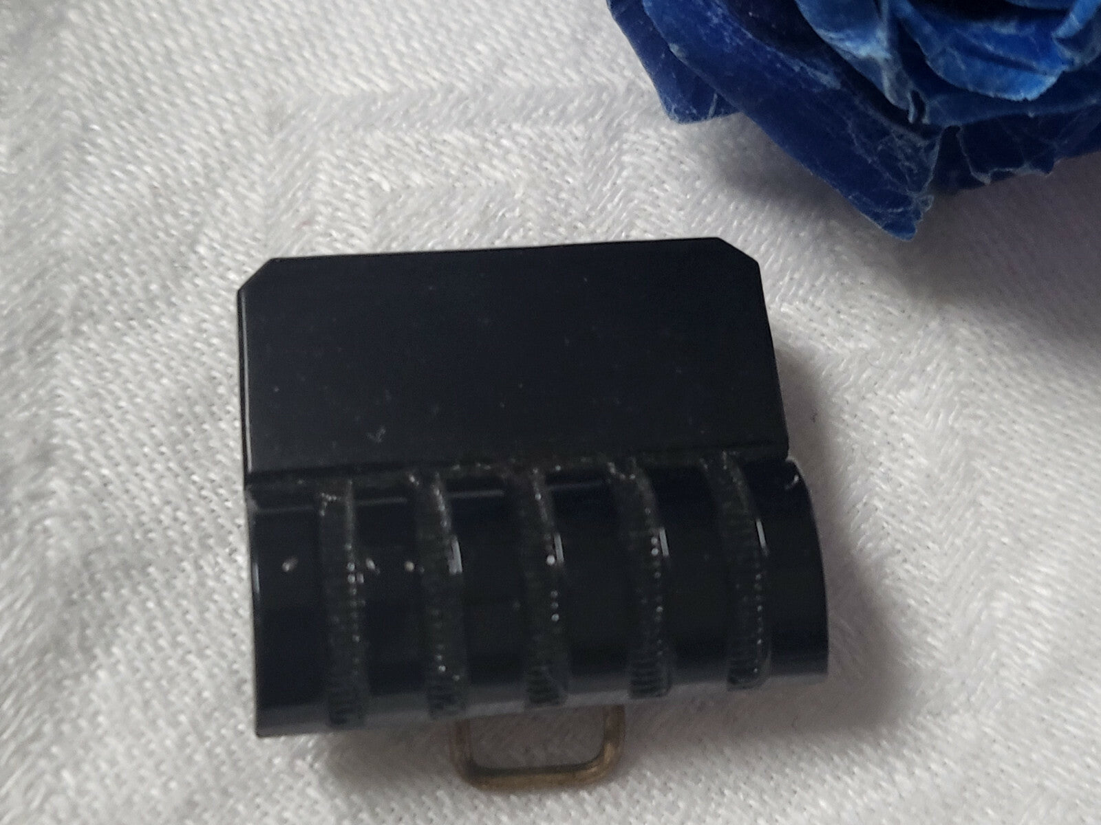 Ancienne partie de boucle ceinture en verre noir pour création G19B