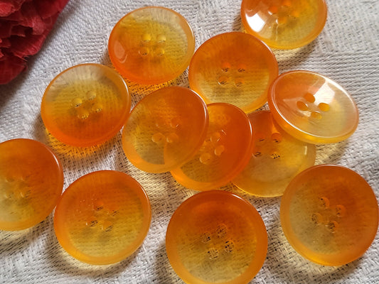 Lot 11 boutons vintage orange jaune dégradé transparent 1,8 cm ref 1521