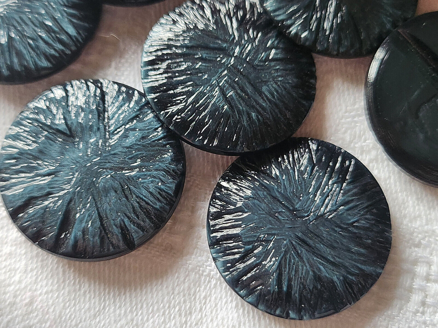 Lot 6 gros boutons vintage bleu texturisé pied 2,7 cm manteaux ref 2693