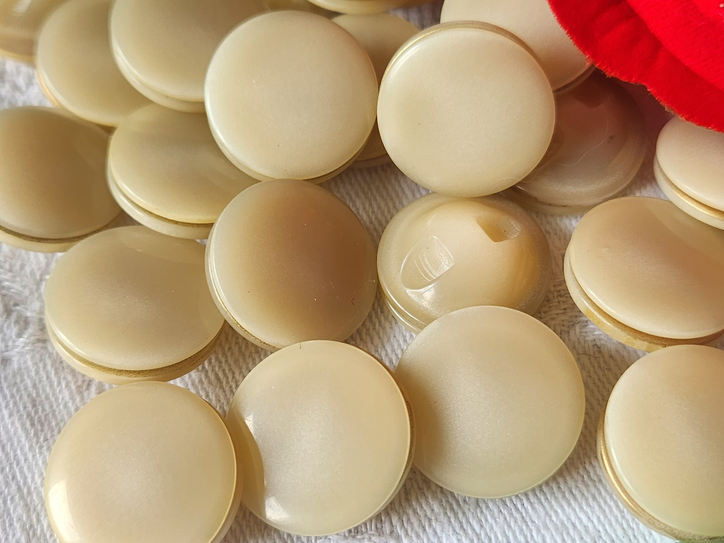 Lot 12 boutons vintage à pied creme liseré 1,7 cm ref 1643