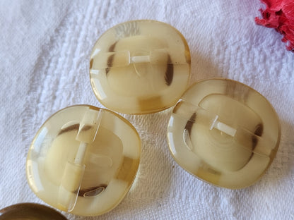 Trio gros boutons vintage reflet nacré pied 2,7 cm pied beige ref 5153